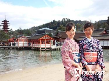 Miyajima sightseeing plan with rental kimono of high quality