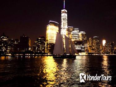 New York City Skyline Lights Sail to the Statue of Liberty