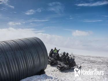 Snowmobile Into the Glacier from Husafell